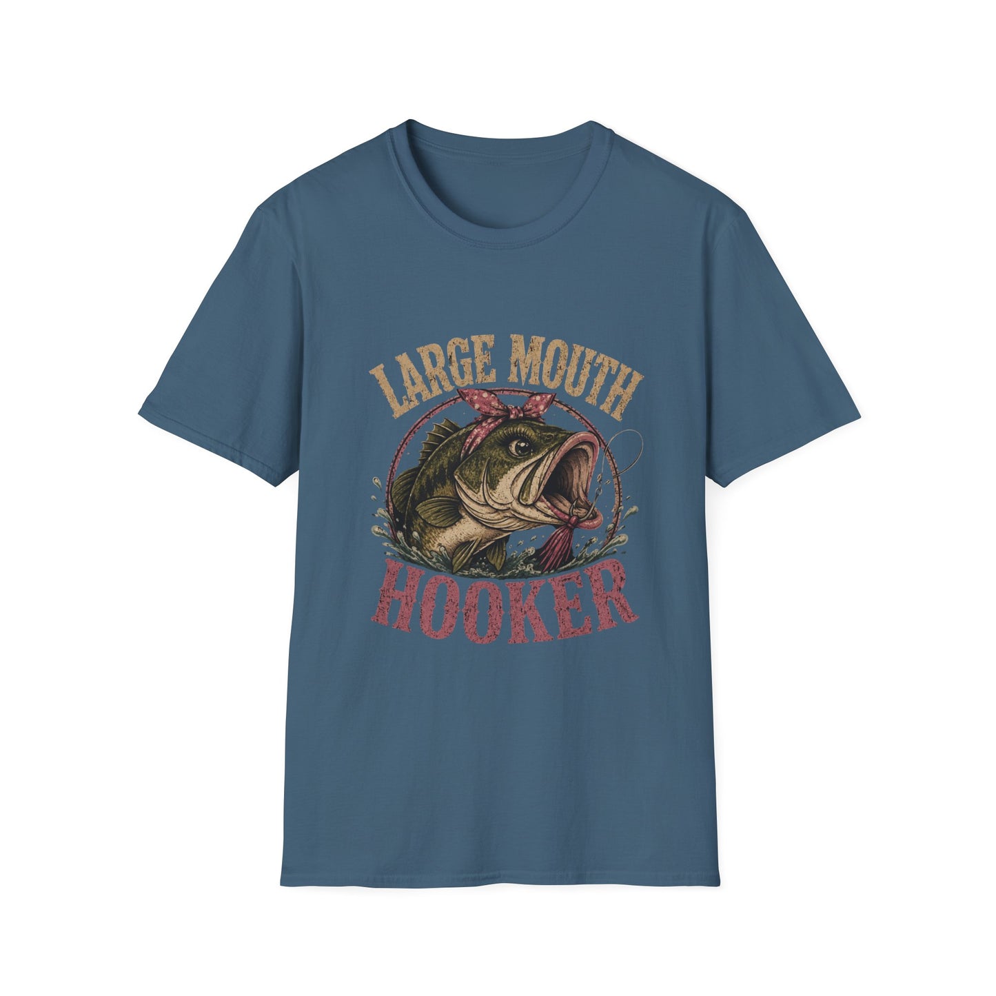 🎣 Large Mouth Hooker – Funny Bass Fishing Shirt for Women | Distressed Fishing Graphic Tee