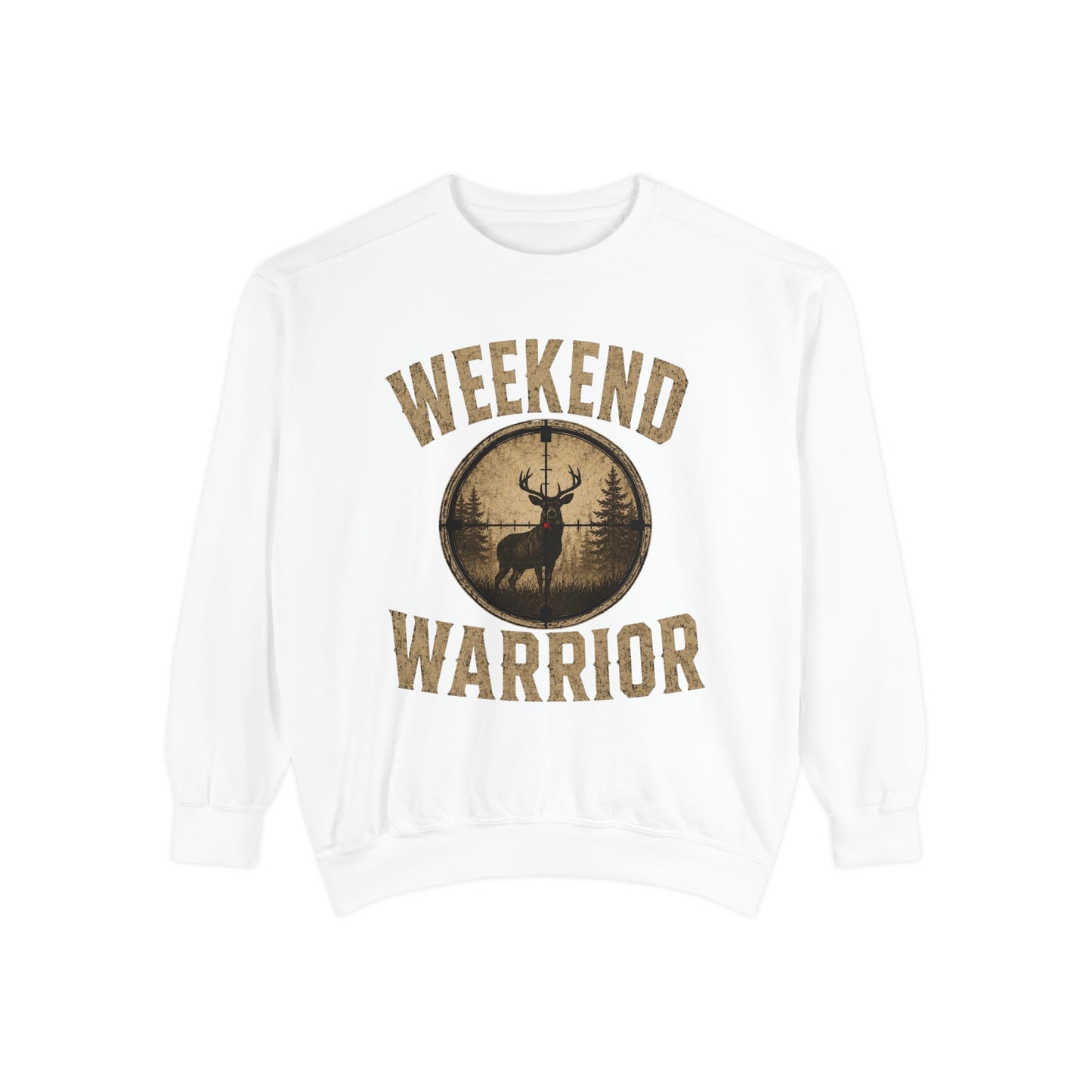 Weekend Warrior Hunting Shirt | Deer Hunter Crosshair Graphic Tee Unisex Garment-Dyed Sweatshirt