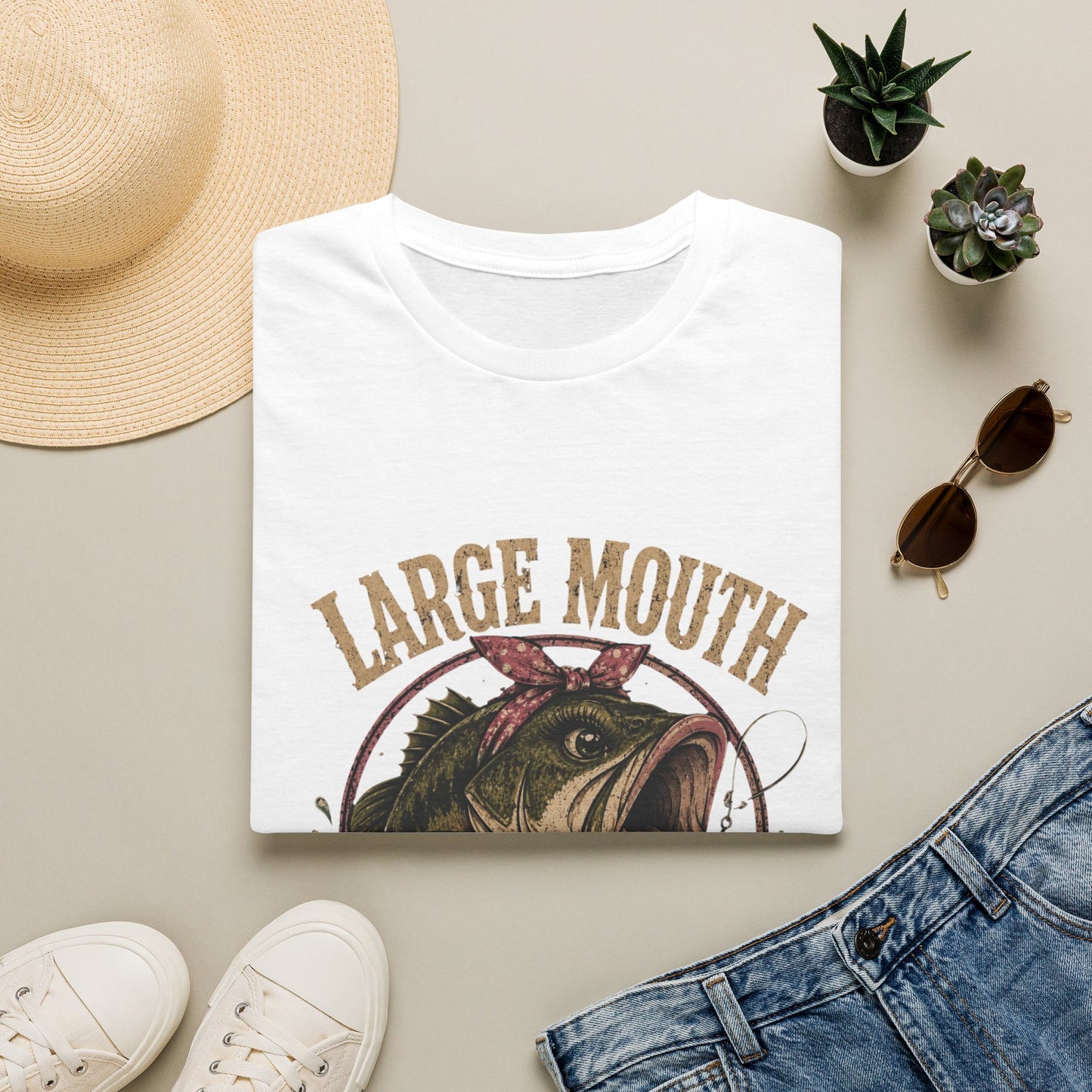 🎣 Large Mouth Hooker – Funny Bass Fishing Shirt for Women | Distressed Fishing Graphic Tee