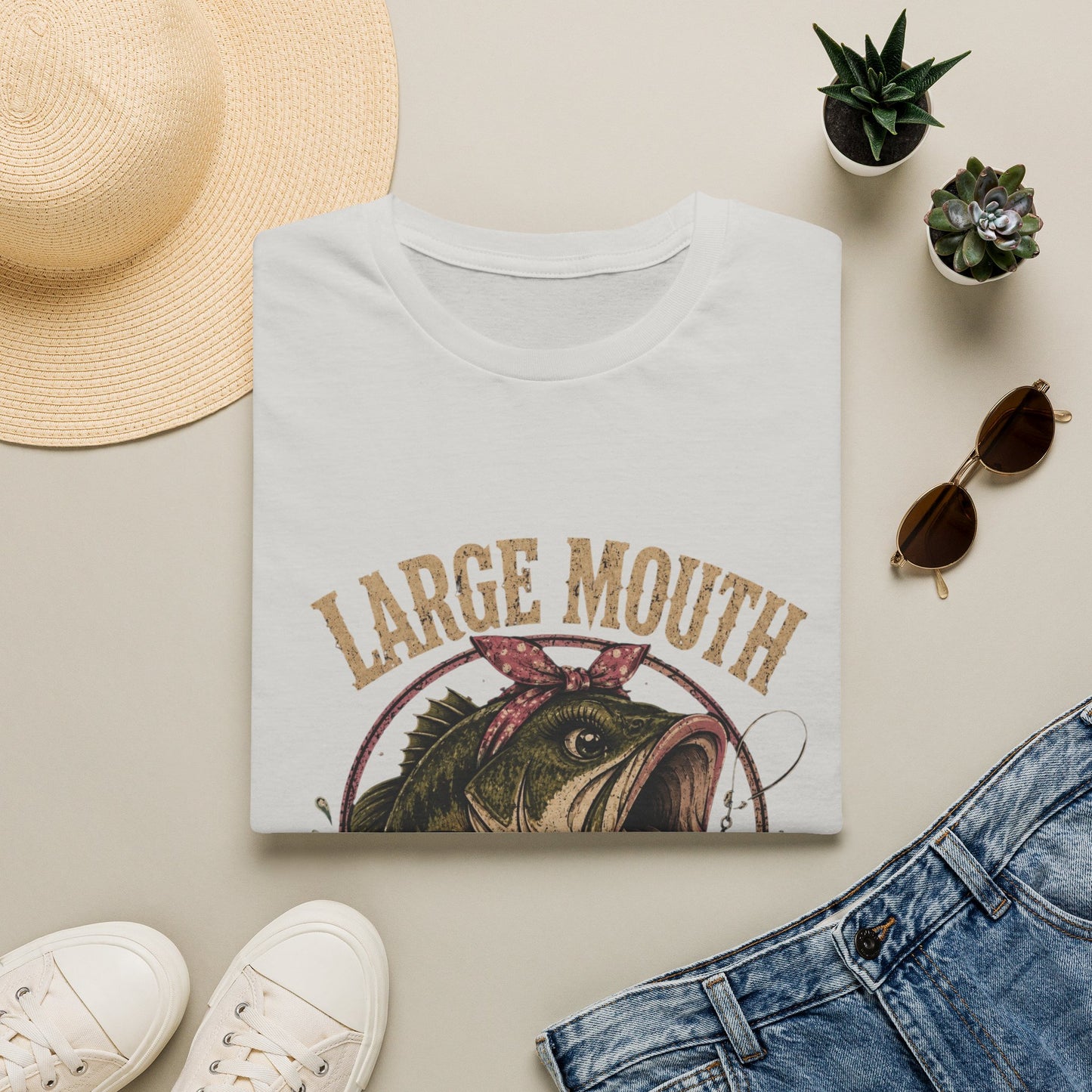 🎣 Large Mouth Hooker – Funny Bass Fishing Shirt for Women | Distressed Fishing Graphic Tee