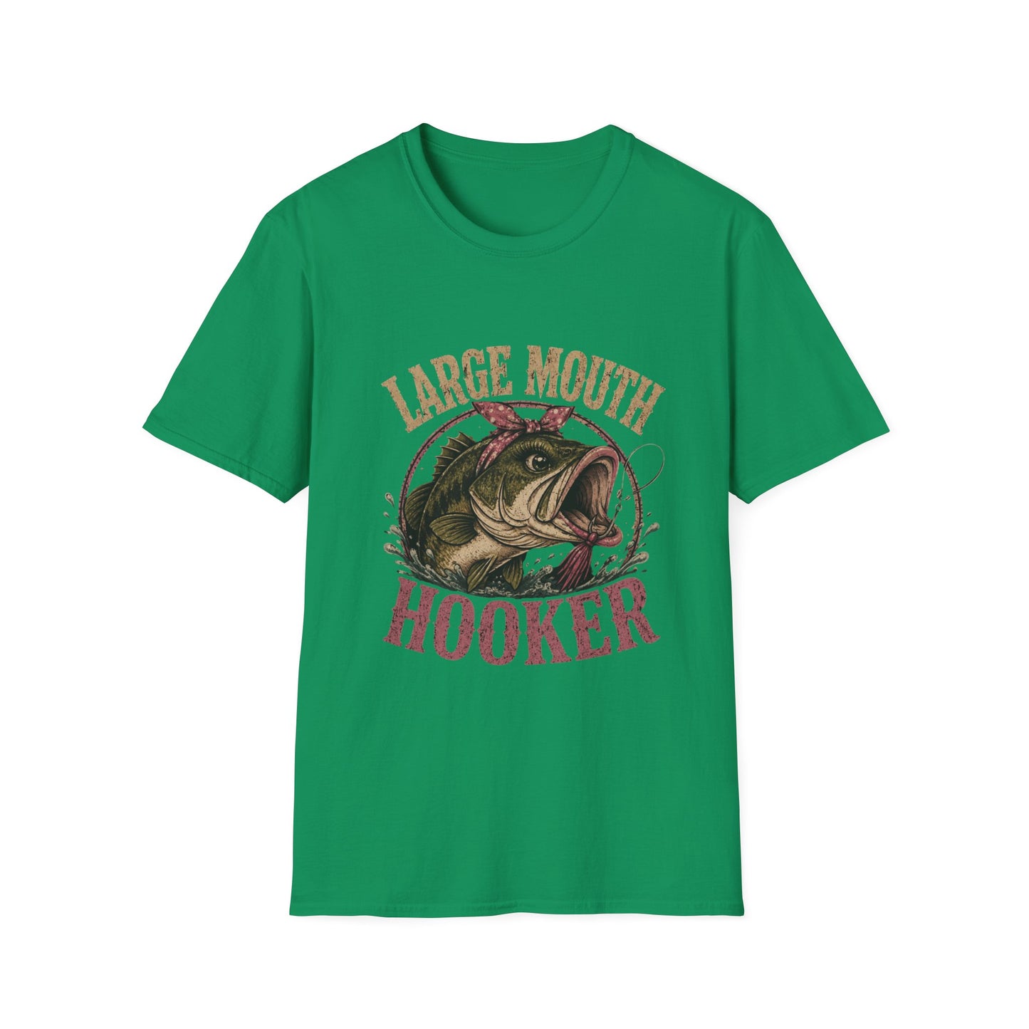 🎣 Large Mouth Hooker – Funny Bass Fishing Shirt for Women | Distressed Fishing Graphic Tee