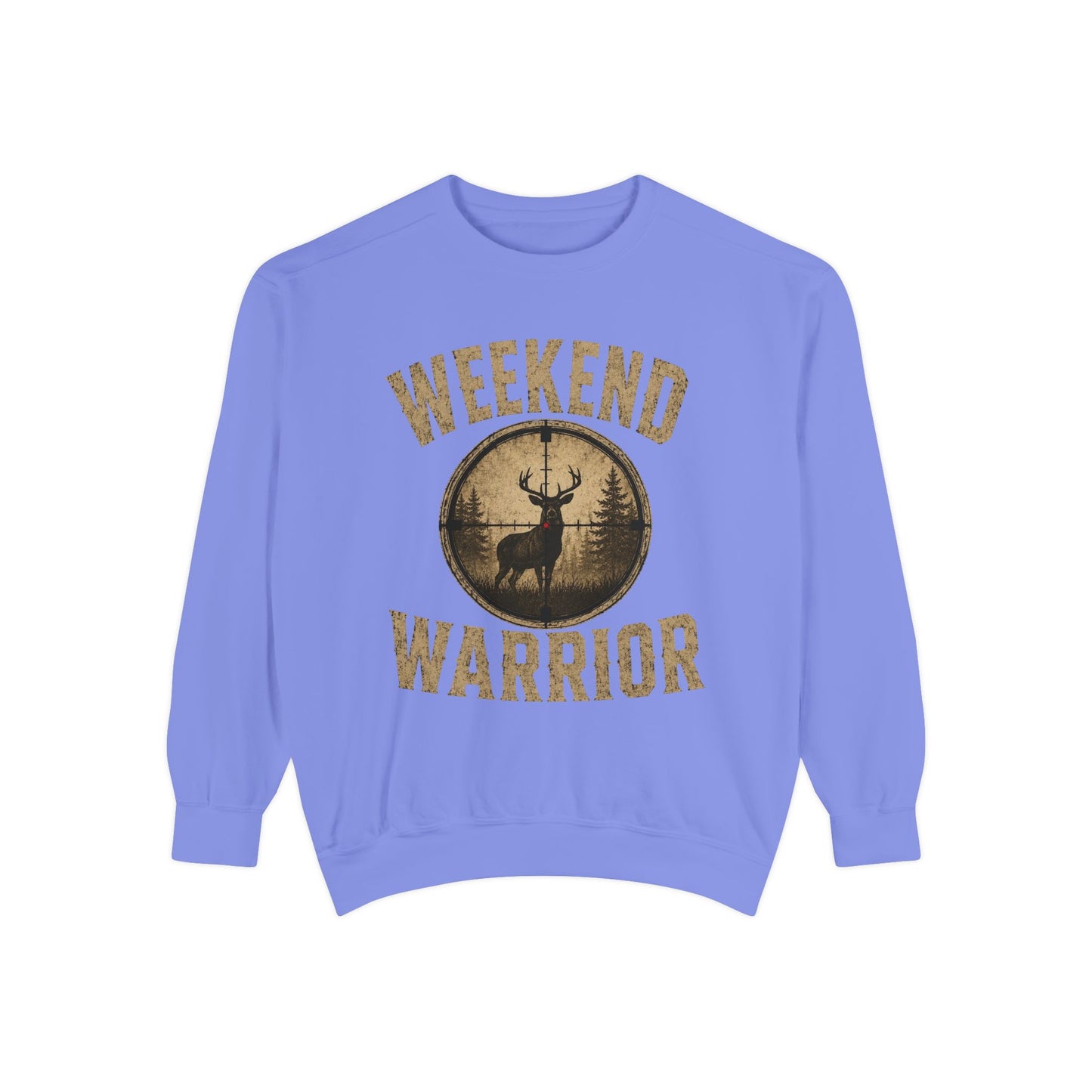 Weekend Warrior Hunting Shirt | Deer Hunter Crosshair Graphic Tee Unisex Garment-Dyed Sweatshirt