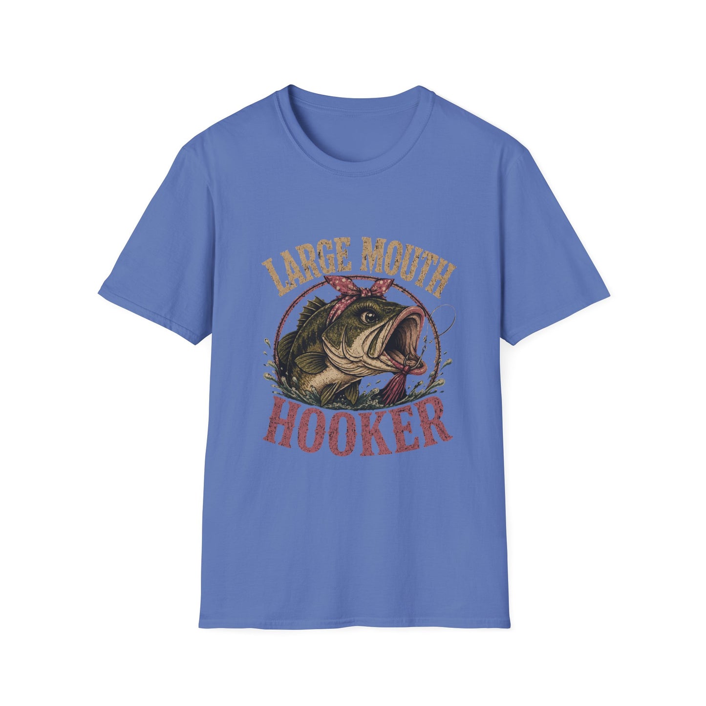 🎣 Large Mouth Hooker – Funny Bass Fishing Shirt for Women | Distressed Fishing Graphic Tee