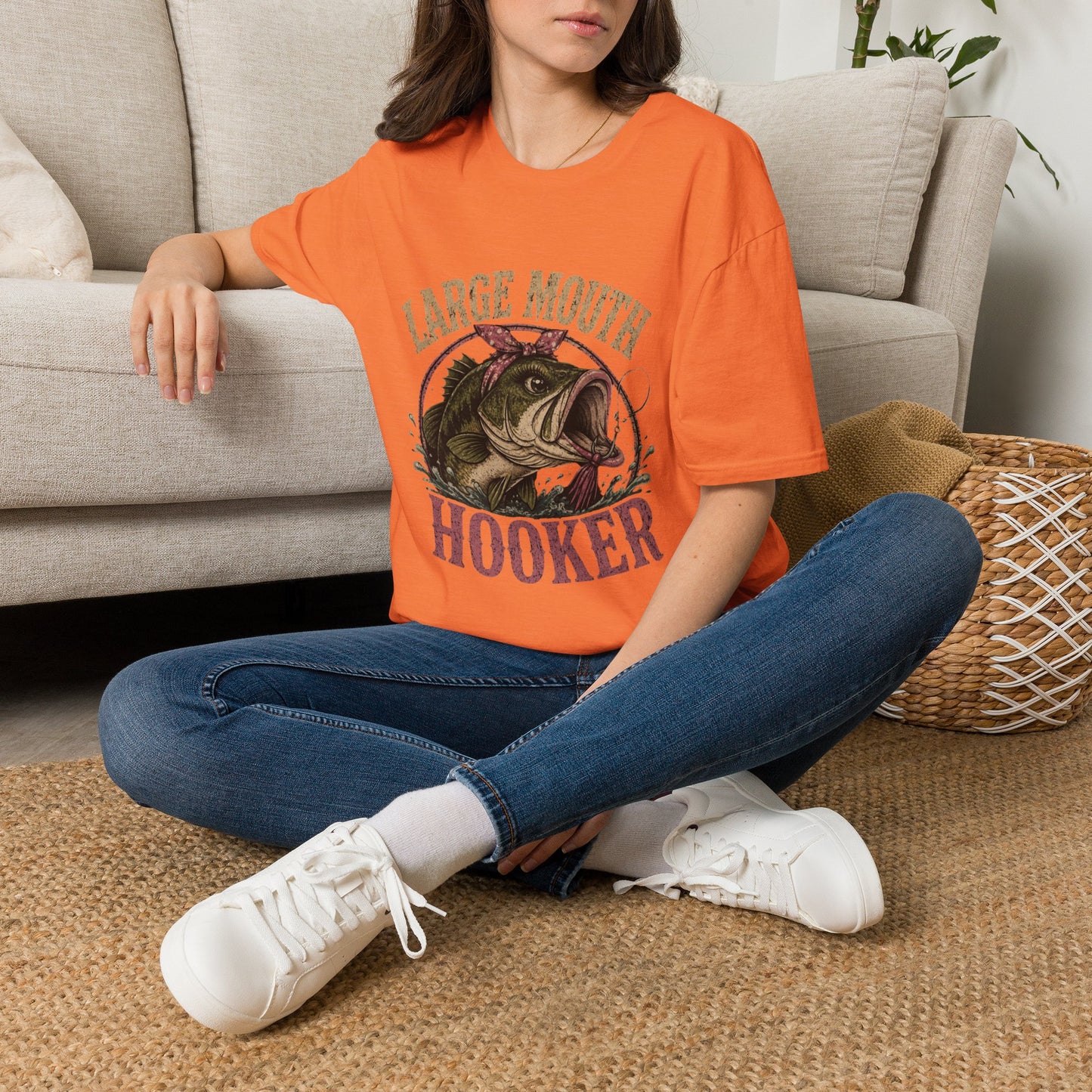 🎣 Large Mouth Hooker – Funny Bass Fishing Shirt for Women | Distressed Fishing Graphic Tee