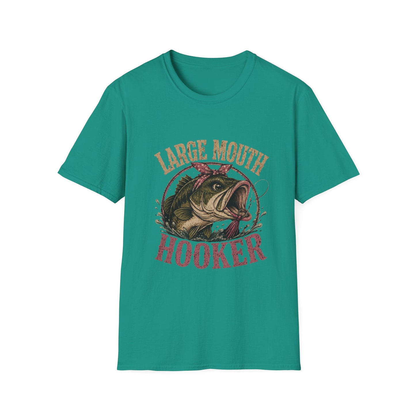 🎣 Large Mouth Hooker – Funny Bass Fishing Shirt for Women | Distressed Fishing Graphic Tee