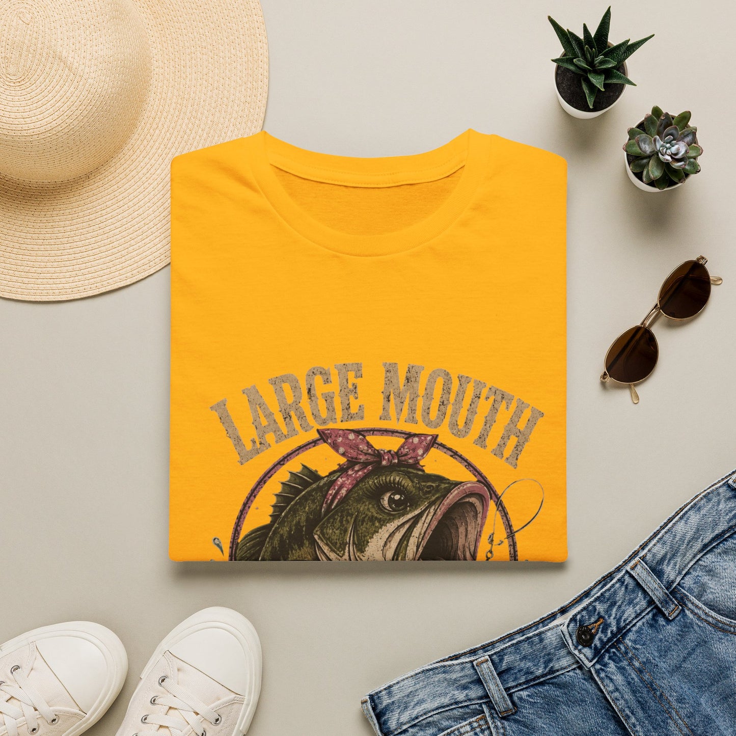 🎣 Large Mouth Hooker – Funny Bass Fishing Shirt for Women | Distressed Fishing Graphic Tee