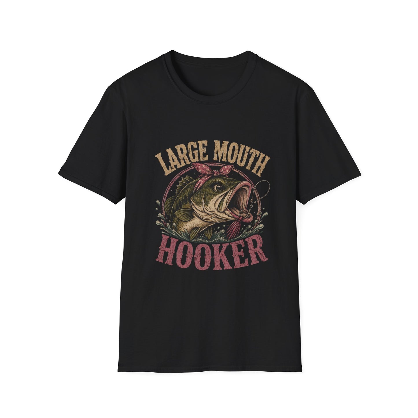 🎣 Large Mouth Hooker – Funny Bass Fishing Shirt for Women | Distressed Fishing Graphic Tee