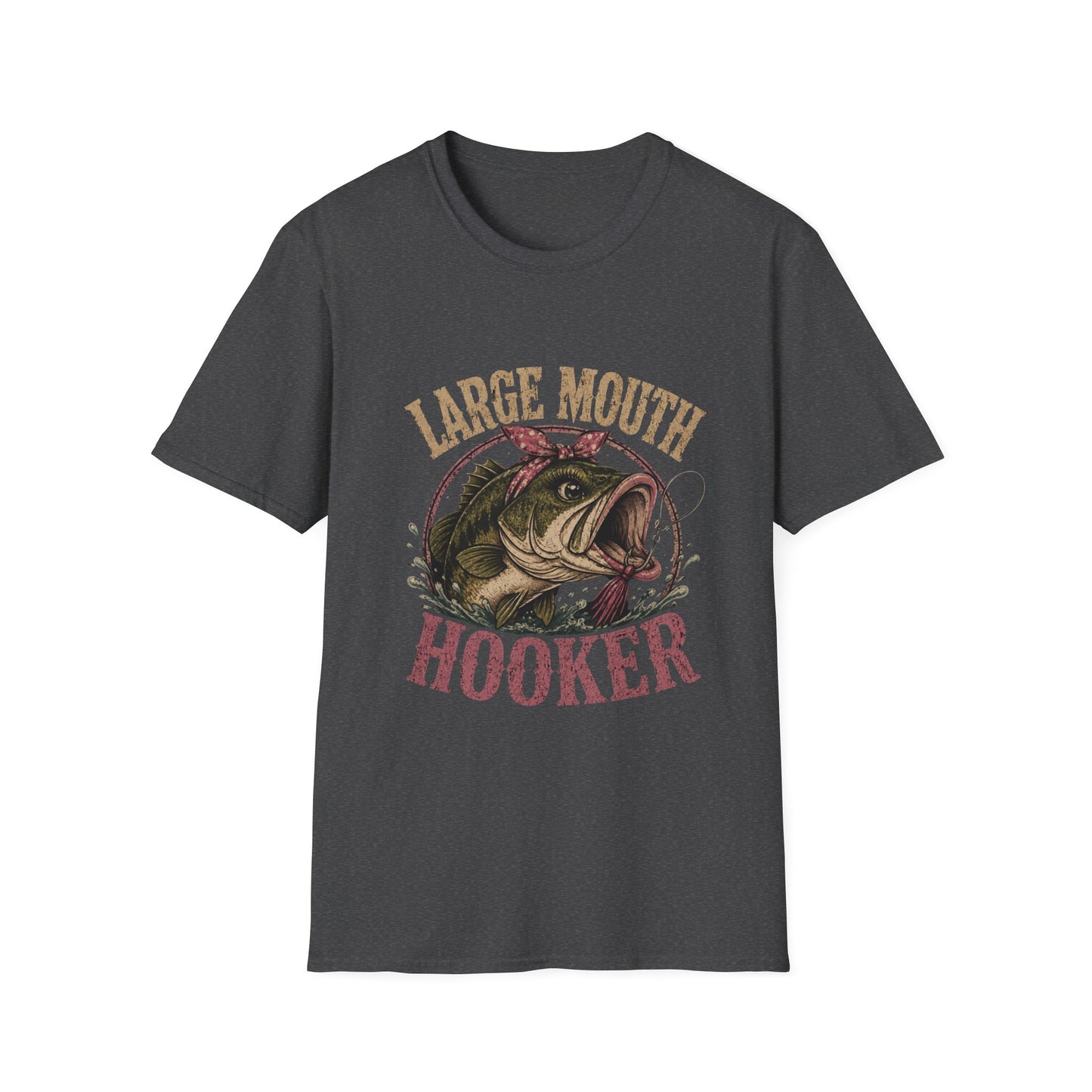 🎣 Large Mouth Hooker – Funny Bass Fishing Shirt for Women | Distressed Fishing Graphic Tee