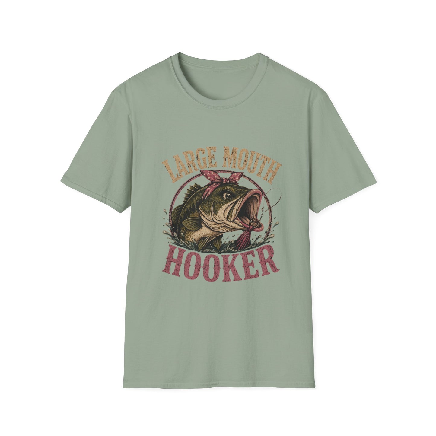 🎣 Large Mouth Hooker – Funny Bass Fishing Shirt for Women | Distressed Fishing Graphic Tee