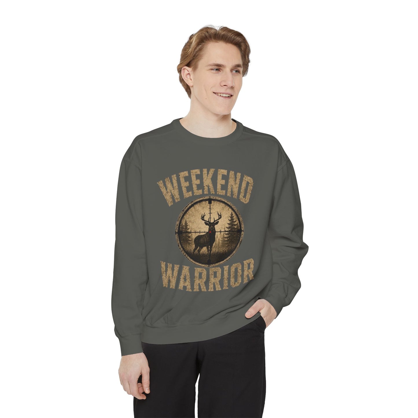 Weekend Warrior Hunting Shirt | Deer Hunter Crosshair Graphic Tee Unisex Garment-Dyed Sweatshirt