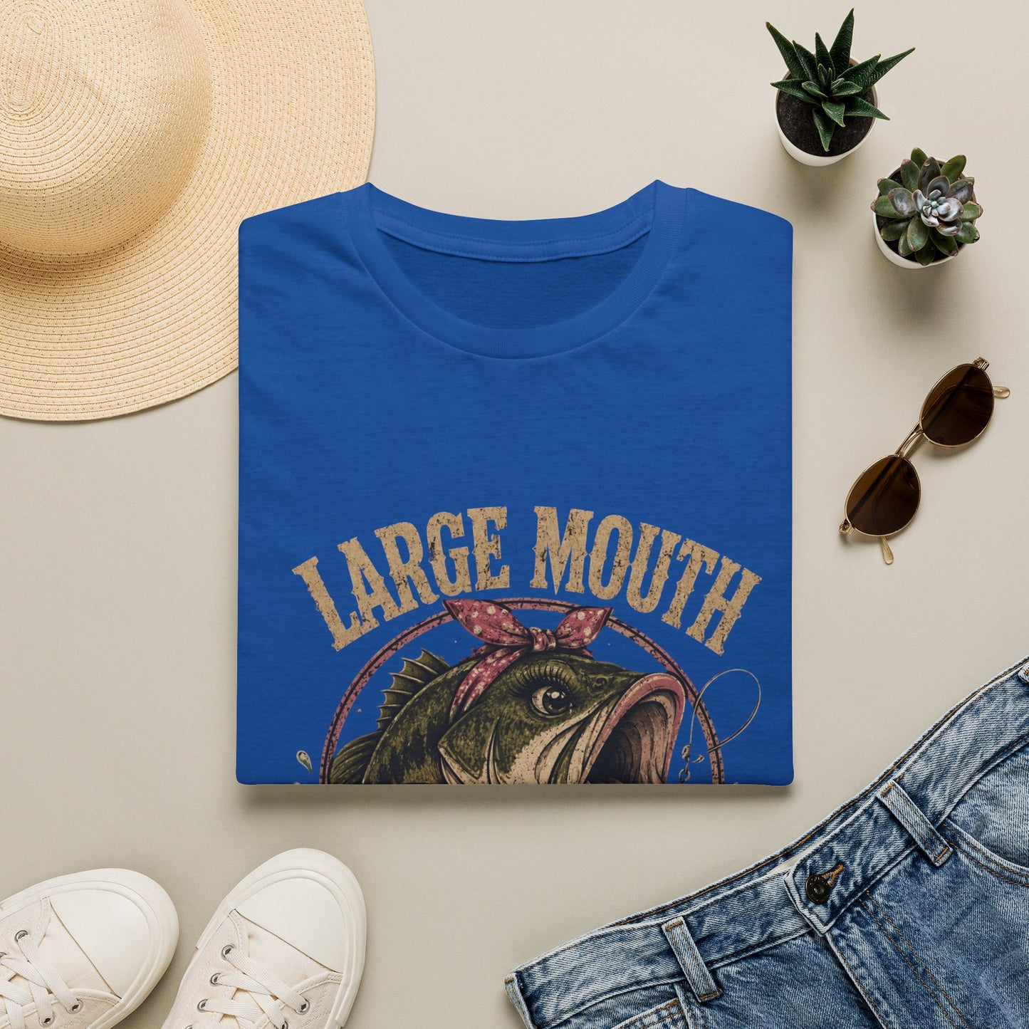 🎣 Large Mouth Hooker – Funny Bass Fishing Shirt for Women | Distressed Fishing Graphic Tee