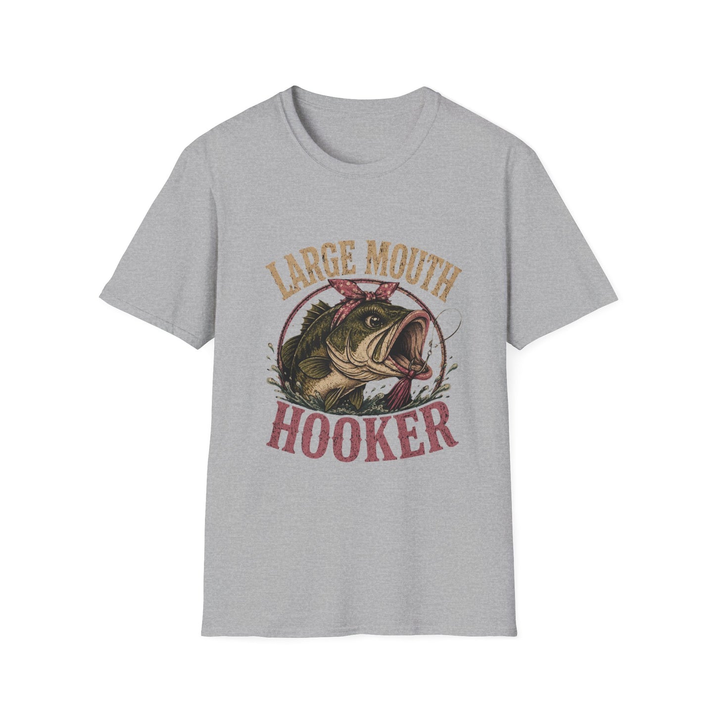 🎣 Large Mouth Hooker – Funny Bass Fishing Shirt for Women | Distressed Fishing Graphic Tee