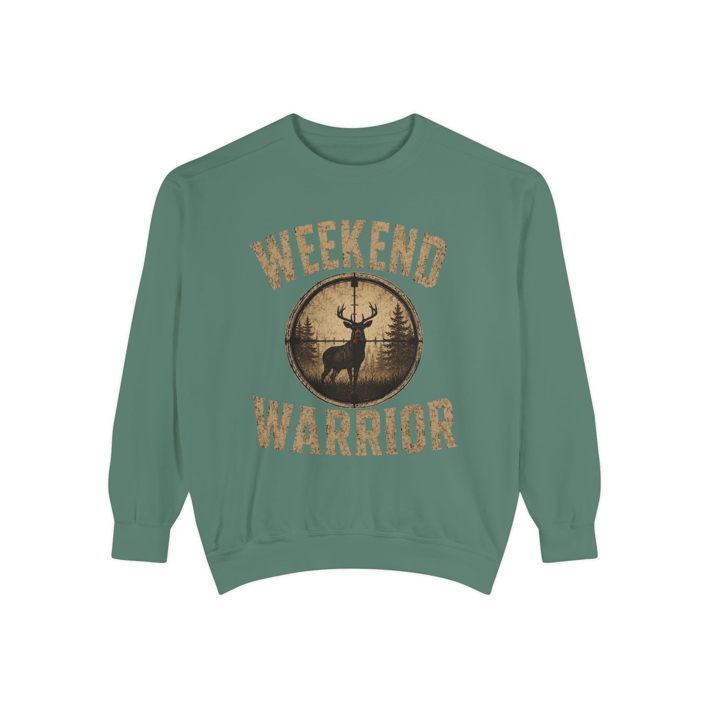 Weekend Warrior Hunting Shirt | Deer Hunter Crosshair Graphic Tee Unisex Garment-Dyed Sweatshirt