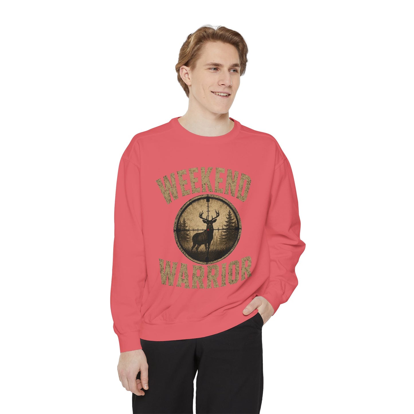 Weekend Warrior Hunting Shirt | Deer Hunter Crosshair Graphic Tee Unisex Garment-Dyed Sweatshirt