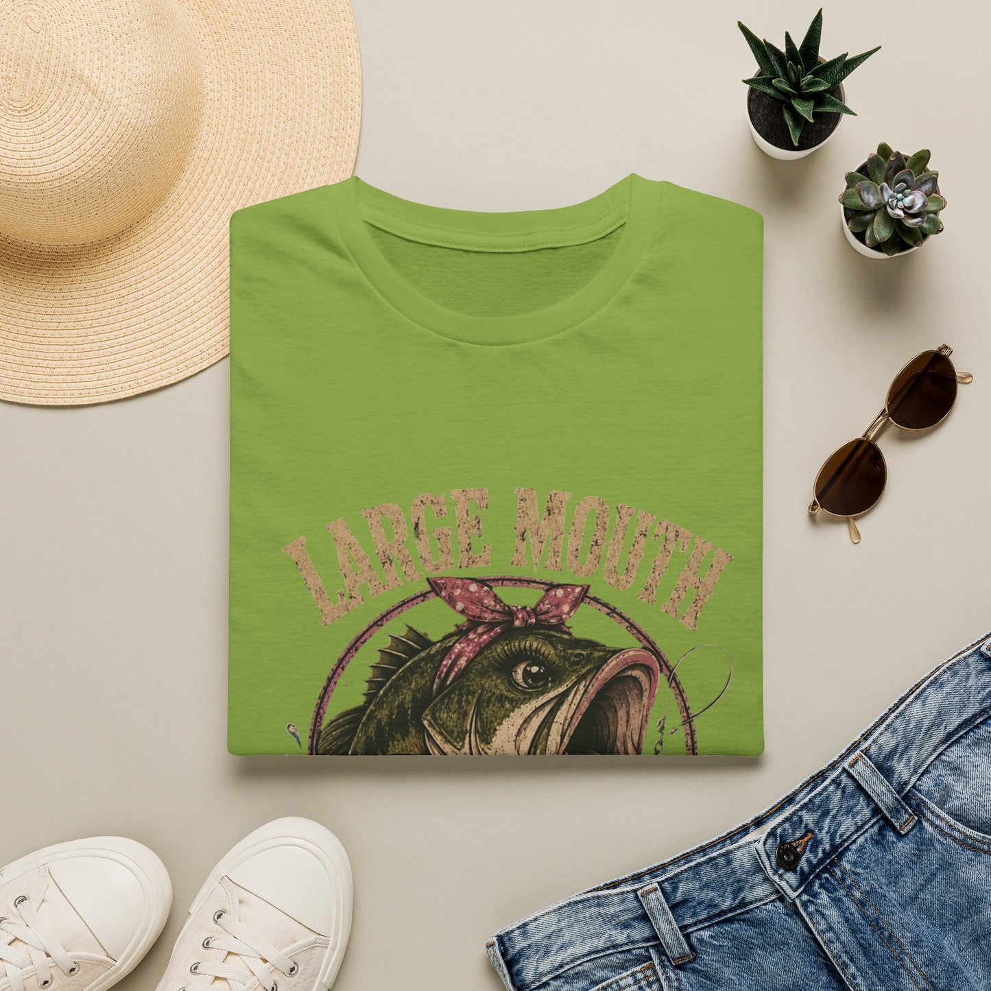 🎣 Large Mouth Hooker – Funny Bass Fishing Shirt for Women | Distressed Fishing Graphic Tee