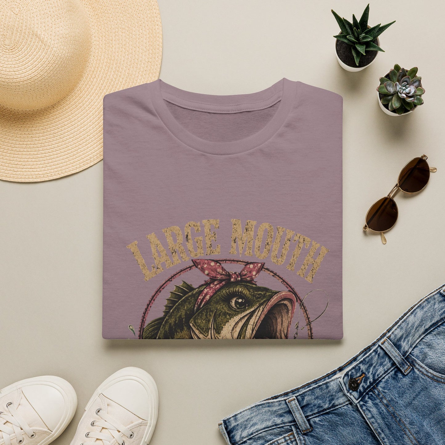 🎣 Large Mouth Hooker – Funny Bass Fishing Shirt for Women | Distressed Fishing Graphic Tee