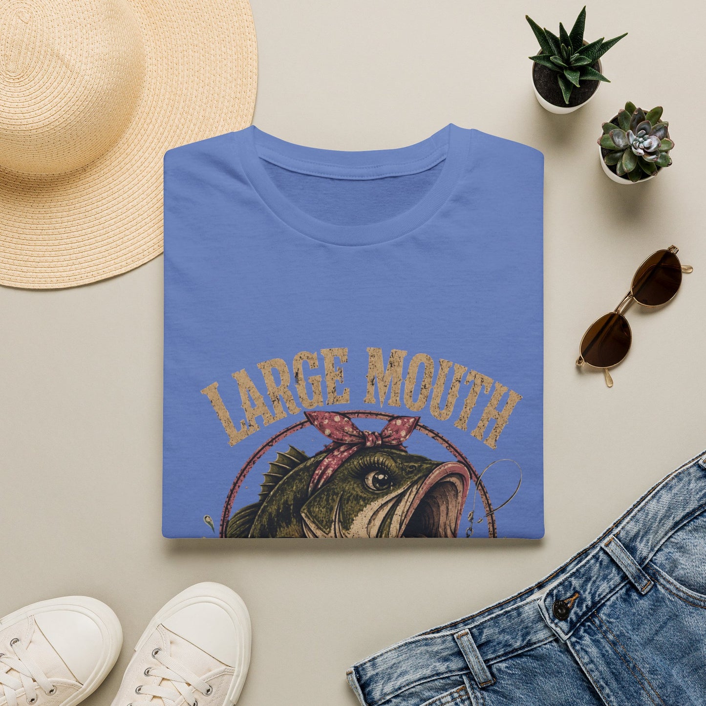 🎣 Large Mouth Hooker – Funny Bass Fishing Shirt for Women | Distressed Fishing Graphic Tee