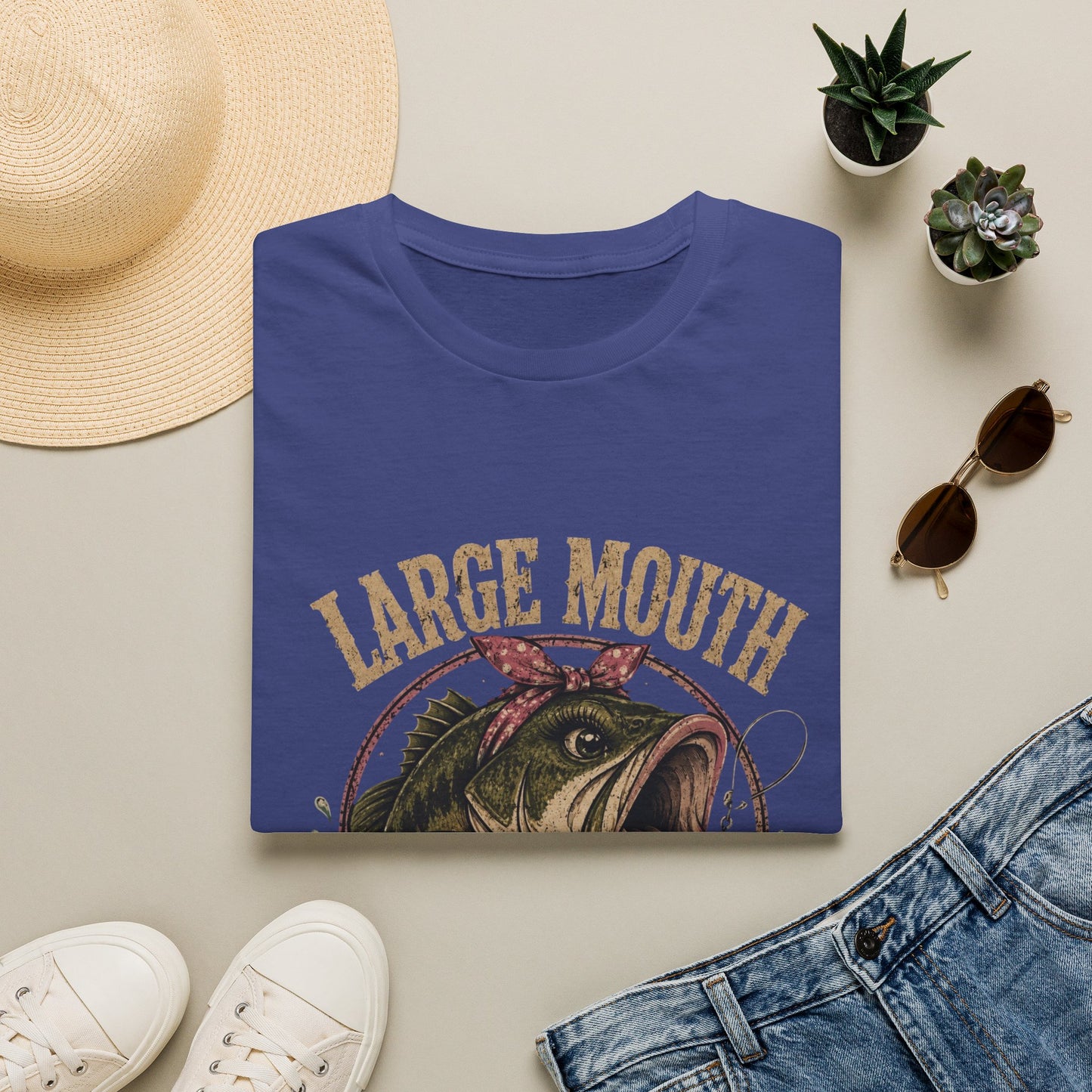 🎣 Large Mouth Hooker – Funny Bass Fishing Shirt for Women | Distressed Fishing Graphic Tee